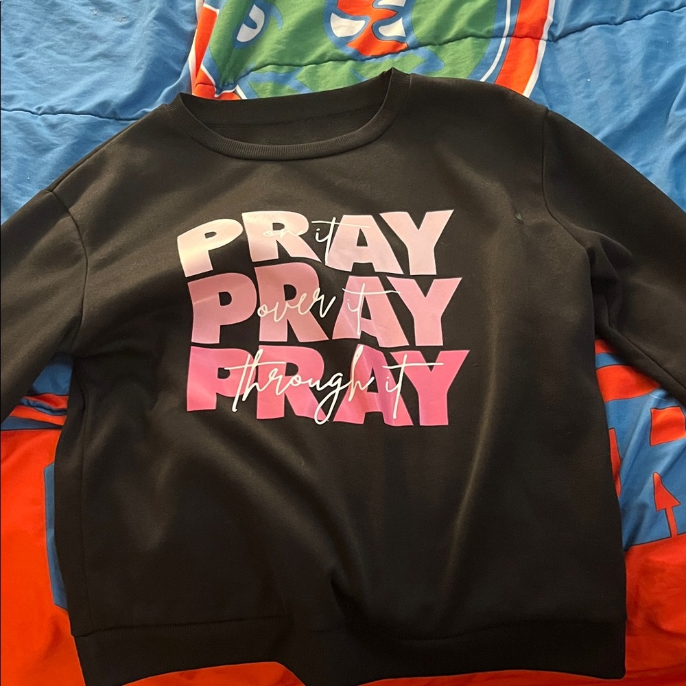 SHEIN Black and Pink Graphic Sweater